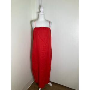 Donni Red Linen Panel Maxi Dress Sz M